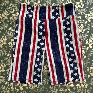 LuLaRoe Patriotic Star & Stripe Bike Shorts in Red, White & Navy